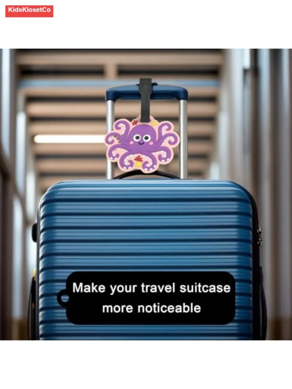 Octopus Silicone Luggage Tag for Kids Backpacks, Suitcase ID Tag with Contact